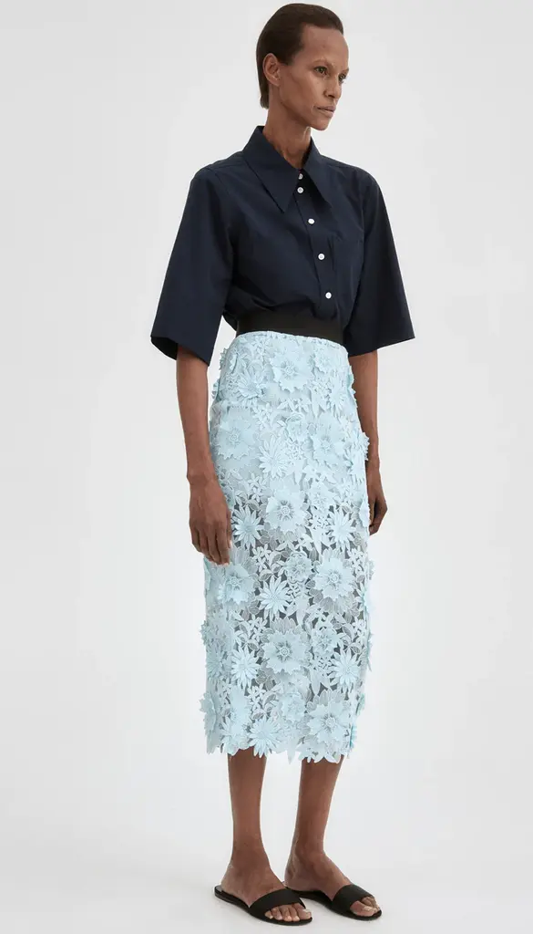 Smythe Applique Pencil Floral Skirt