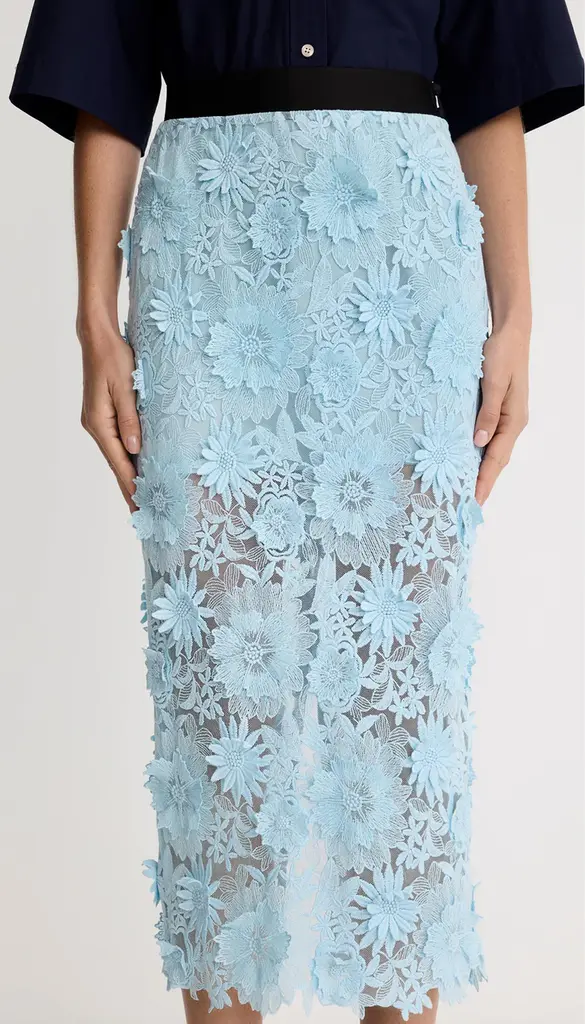 Smythe Applique Pencil Floral Skirt