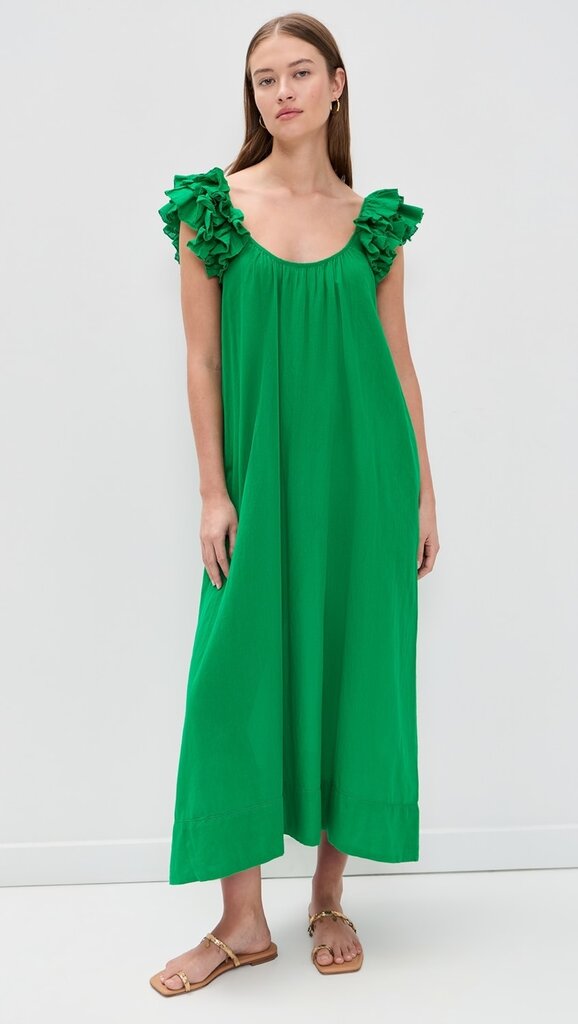 The Great The Ruffle Dress Green