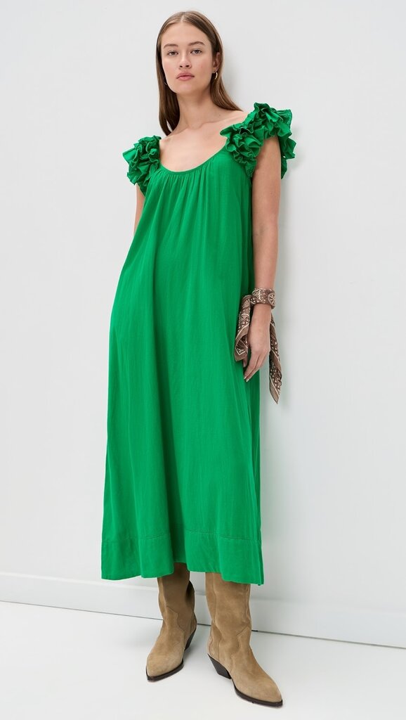 The Great The Ruffle Dress Green
