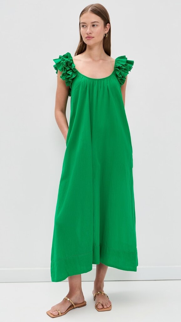 The Great The Ruffle Dress Green