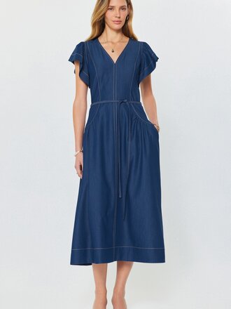 Current Air Flutter Sleeve Midi Dress