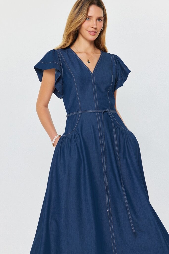 Current Air Flutter Sleeve Midi Dress