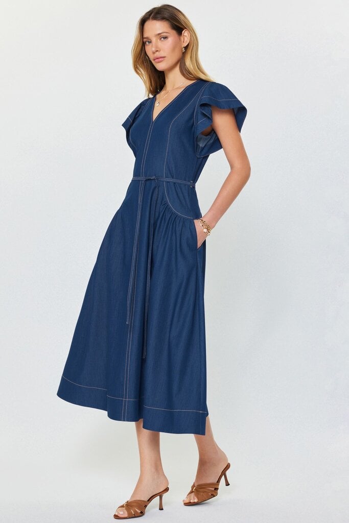 Current Air Flutter Sleeve Midi Dress
