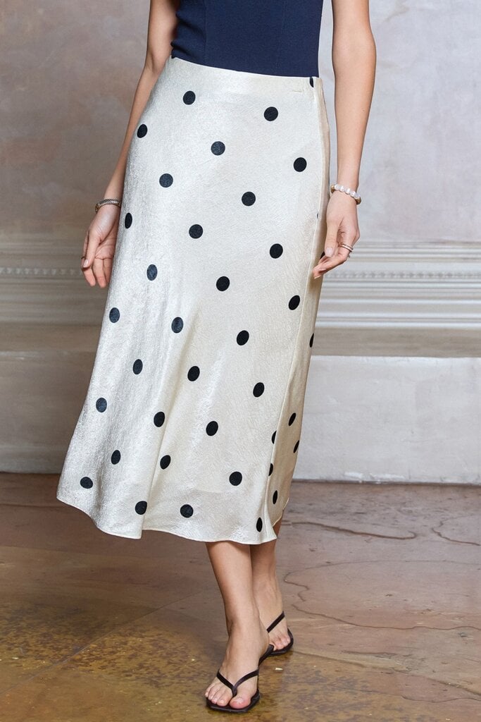 Current Air Polka Dot Bias Midi Skirt