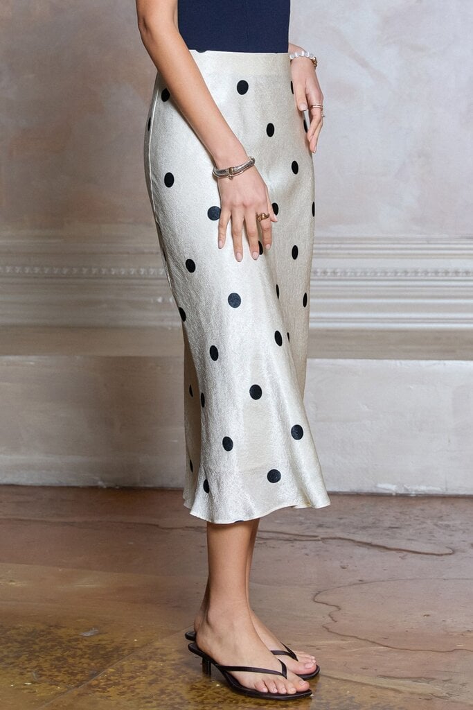 Current Air Polka Dot Bias Midi Skirt