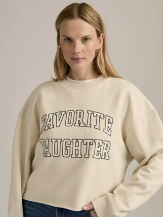 Favorite Daughter The Cropped Collegiate Sweatshirt in French Oak
