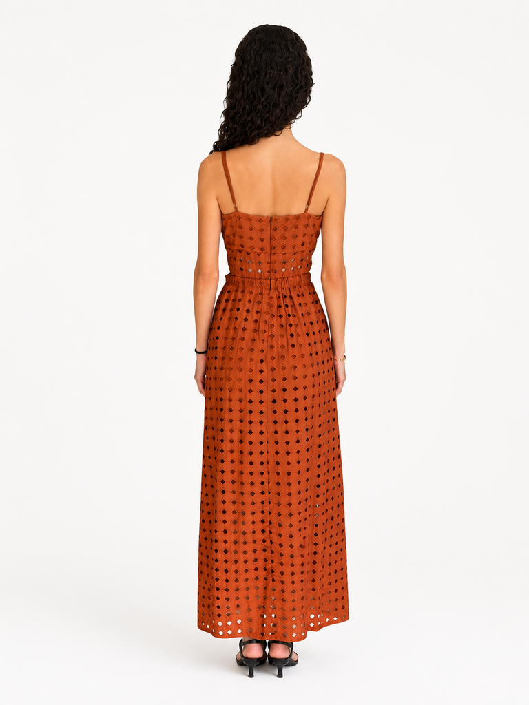 Dress To Clothing Castanha Eyelet Maxi Dress