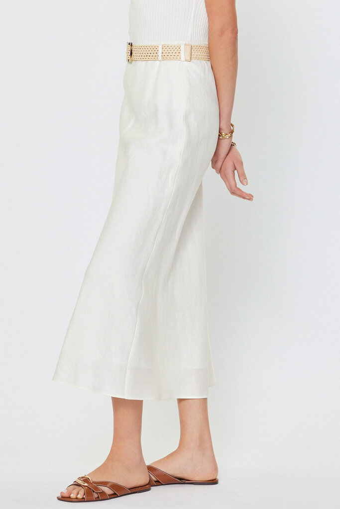 Current Air Linen midi skirt with raffia belt