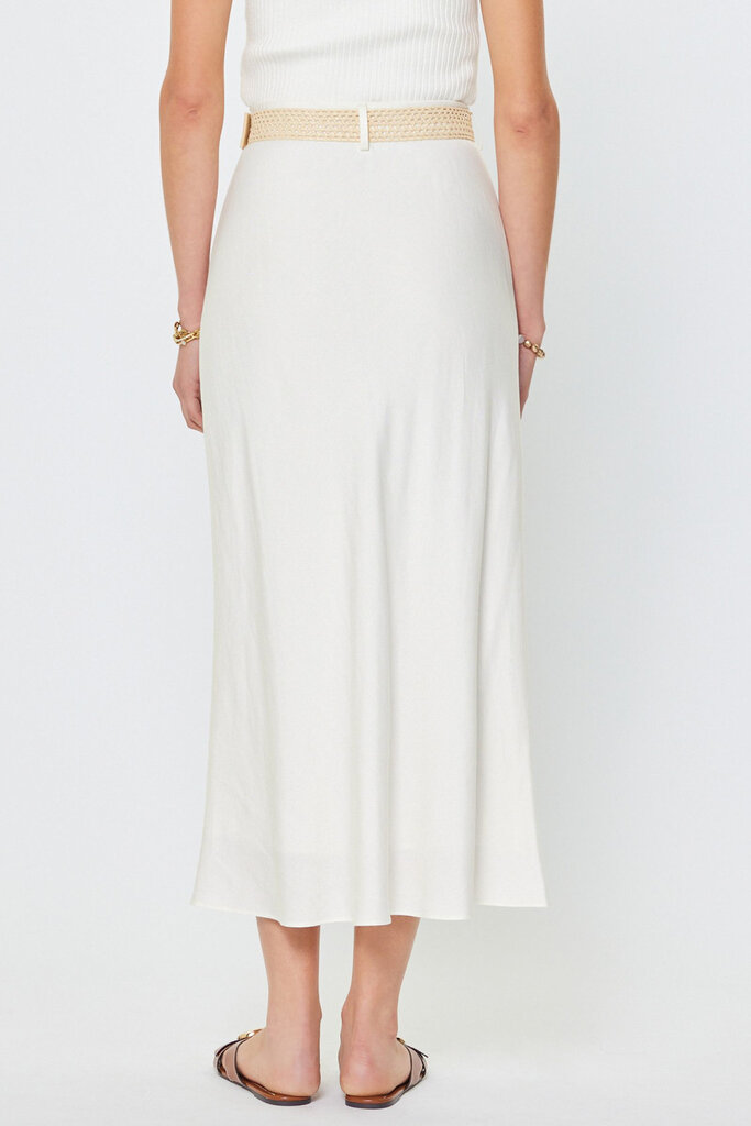 Current Air Linen midi skirt with raffia belt