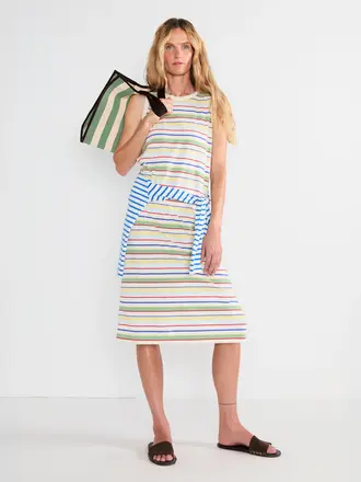 Kule The Tank Dress in Rainbow Multi Stripe
