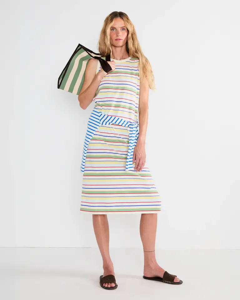 Kule The Tank Dress in Rainbow Multi Stripe