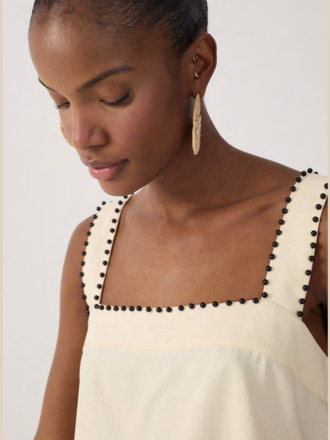 Dress To Clothing Shell Beaded Neckline Linen Crop Top