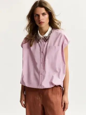 Essentiel Antwerp Janky Beaded Collar Shirt
