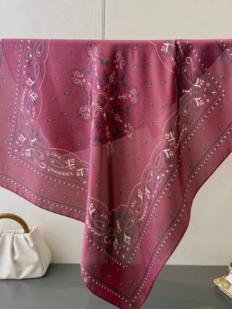Lineta Silky Bordeaux Bandana Print Scarf