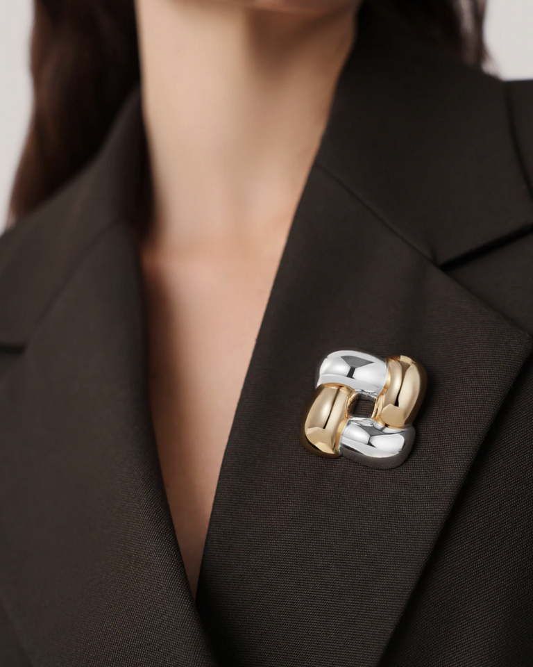 Jenny Bird Woven Square Brooch