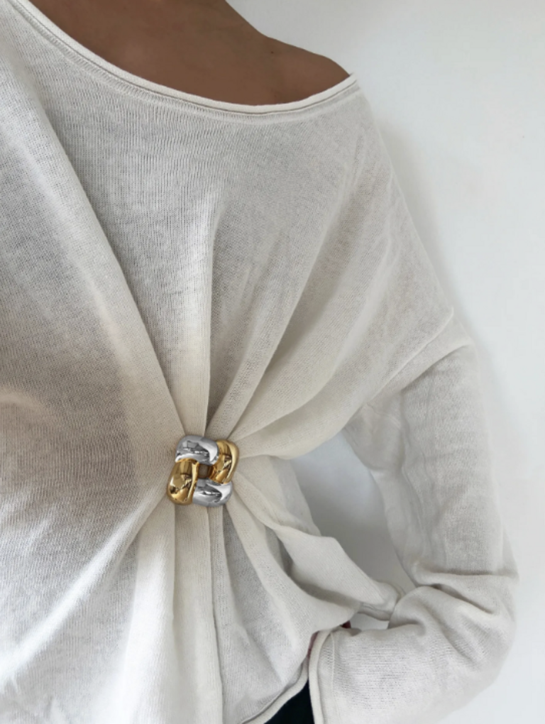 Jenny Bird Woven Square Brooch