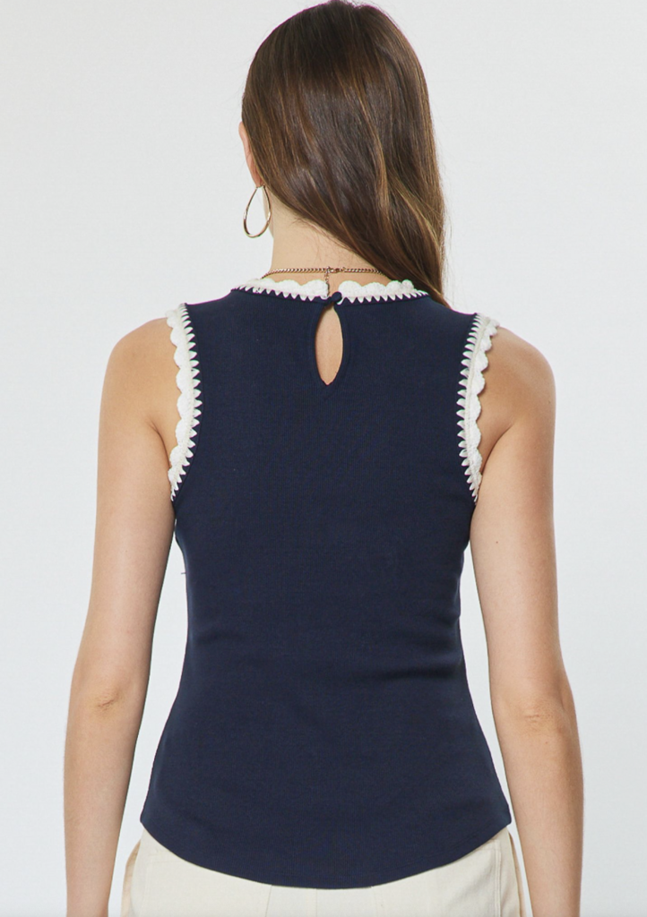 Current Air Crochet Detail Knit Tank