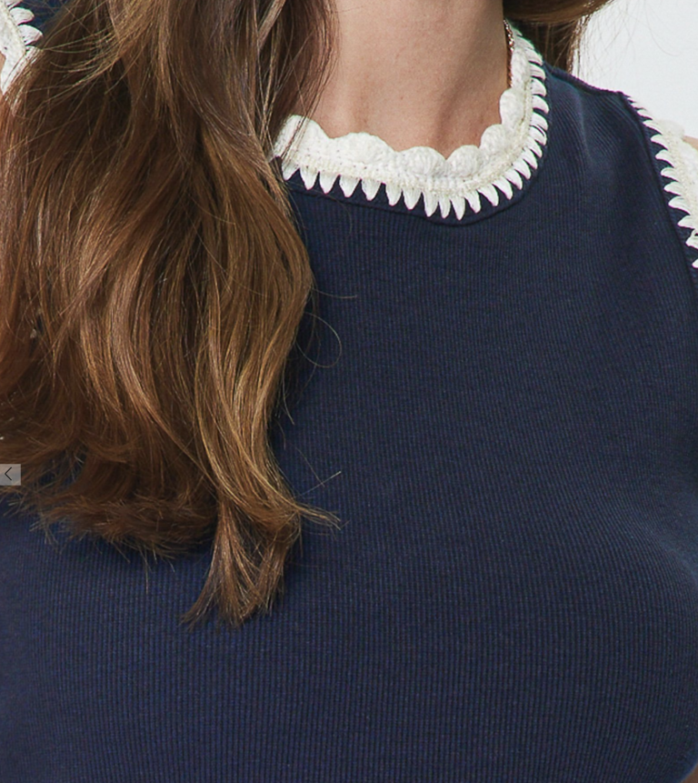 Current Air Crochet Detail Knit Tank