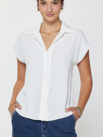 Current Air Cap-Sleeve Button Down Blouse