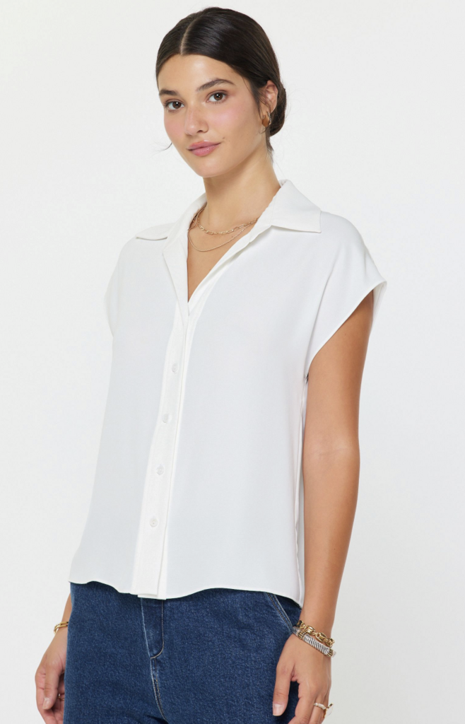 Current Air Cap-Sleeve Button Down Blouse