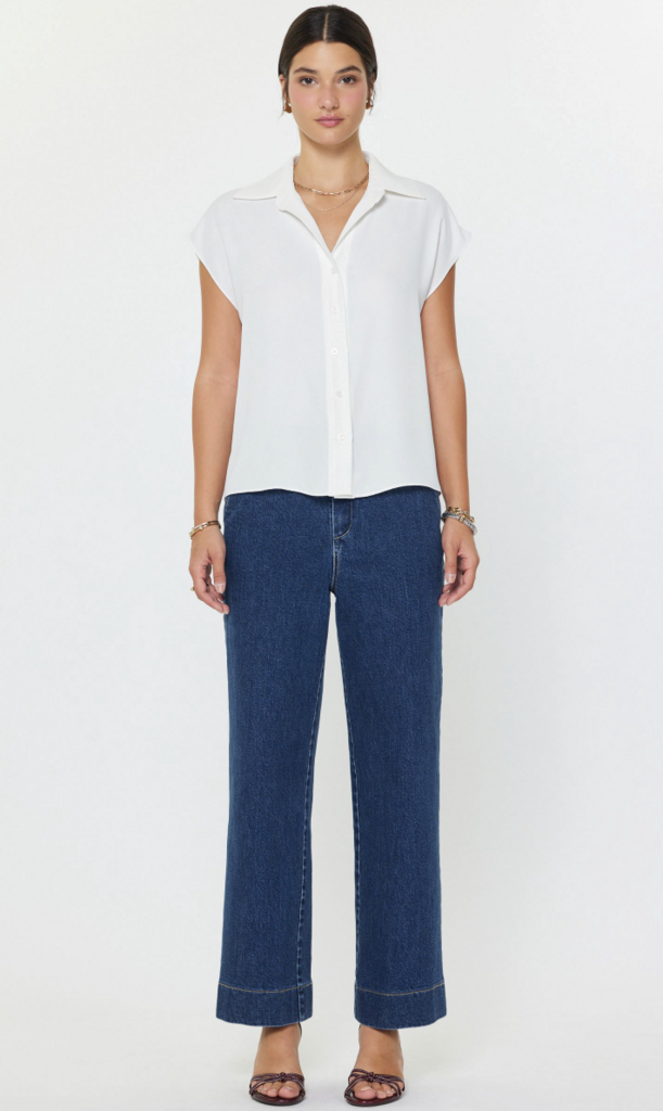 Current Air Cap-Sleeve Button Down Blouse