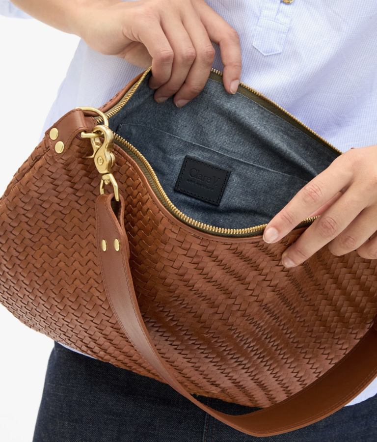 Clare V. Moyen Messenger  Woven Zig-Zag - Hazelnut