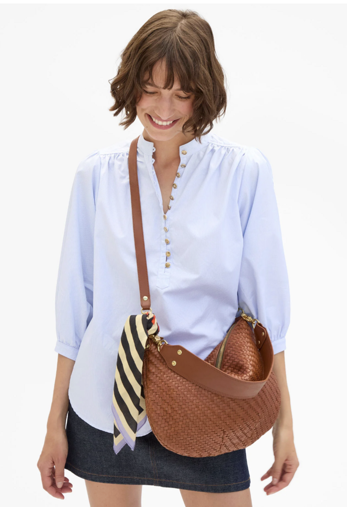 Clare V. Moyen Messenger  Woven Zig-Zag - Hazelnut