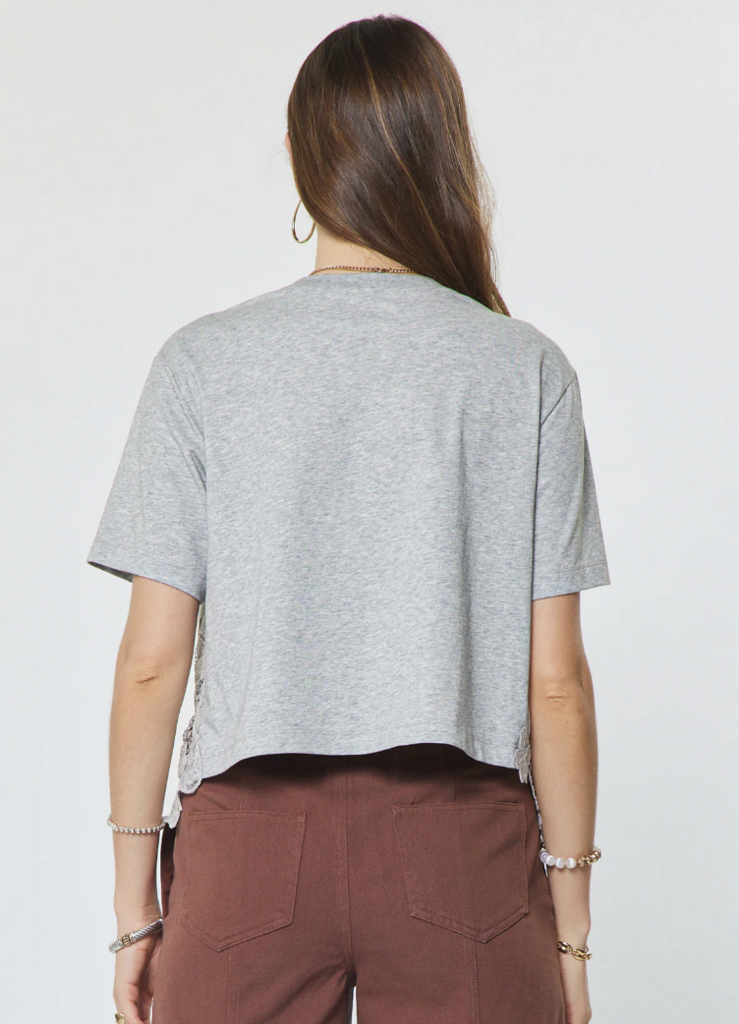 Current Air Short Sleeve Top with Lace Trim