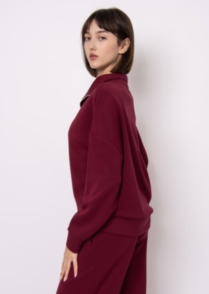 RD Style SEANNI SOFT KNIT LS HALF ZIP PULLOVER-OXBLOOD