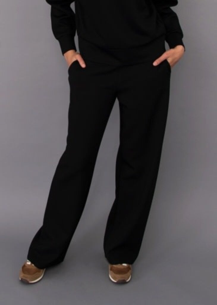RD Style VICTORIA  SOFT KNIT PULL ON STRAIGHT LEG PANTS-BLACK