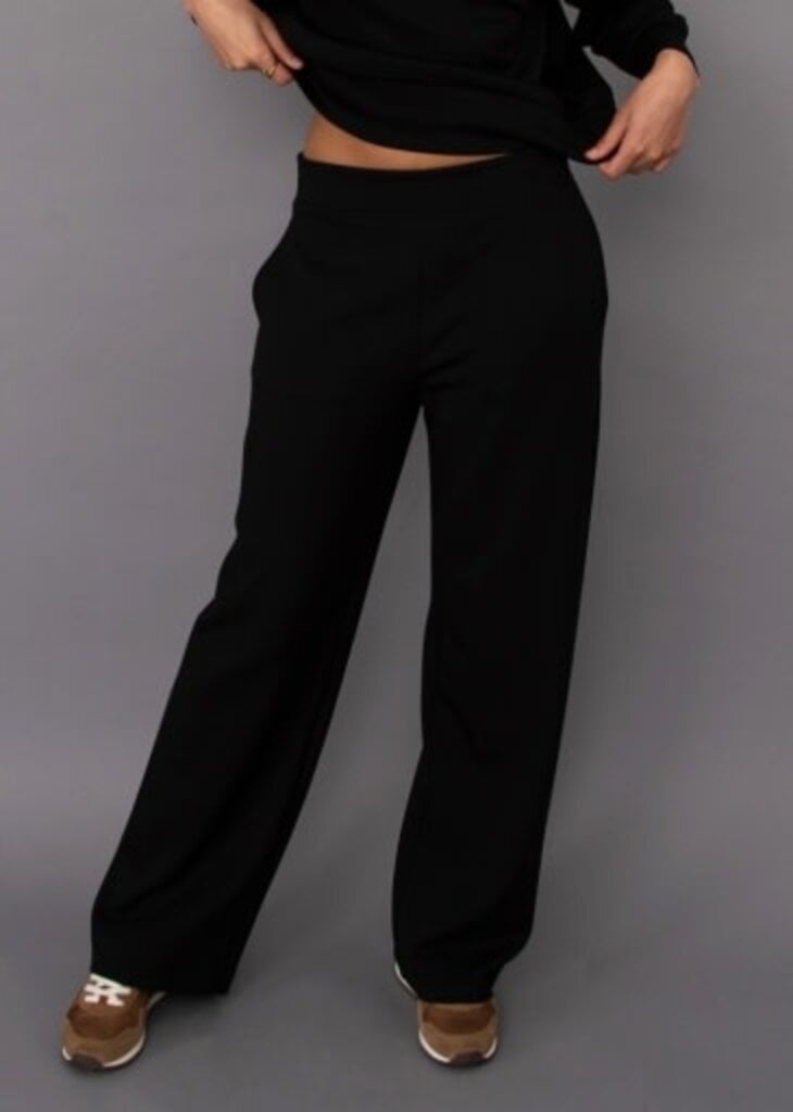RD Style VICTORIA  SOFT KNIT PULL ON STRAIGHT LEG PANTS-BLACK