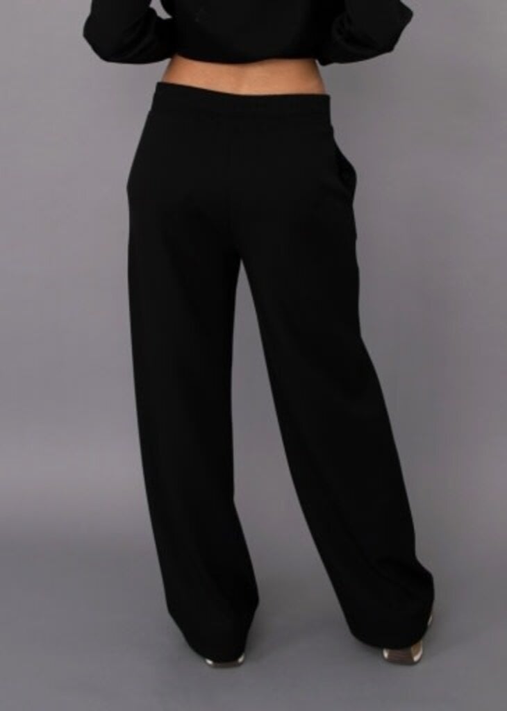 RD Style VICTORIA  SOFT KNIT PULL ON STRAIGHT LEG PANTS-BLACK
