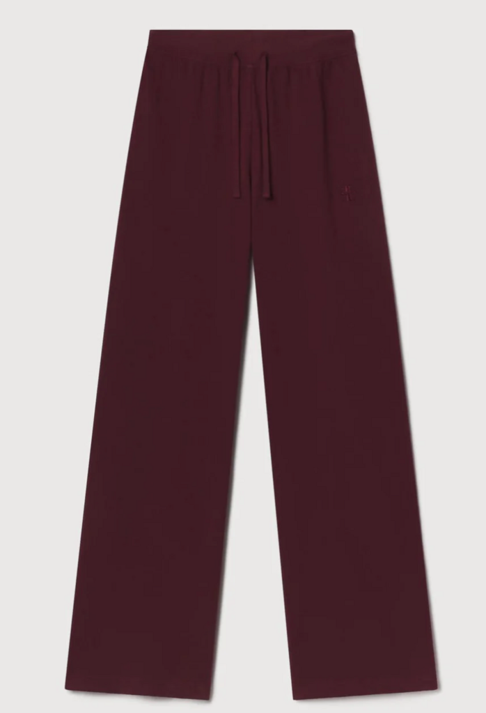 RD STYLE | HEDGE PRIDA SOFT KNIT DRAWSTRING PULL ON STRAIGHT LEG PANTS-OXBLOOD