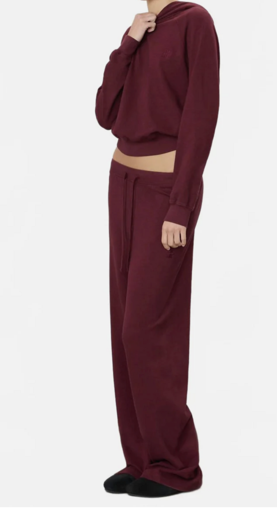 RD STYLE | HEDGE PRIDA SOFT KNIT DRAWSTRING PULL ON STRAIGHT LEG PANTS-OXBLOOD