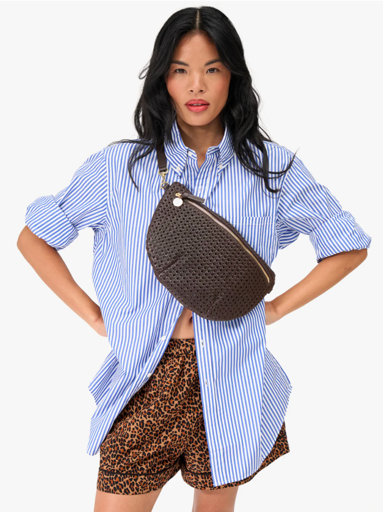 Clare V. Grande Fanny  Chocolate Rattan