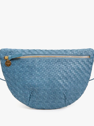 Clare V. Grande Fanny Woven Zig Zag Dessert Blue