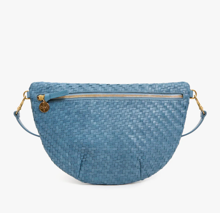 Clare V. Grande Fanny Woven Zig Zag Dessert Blue