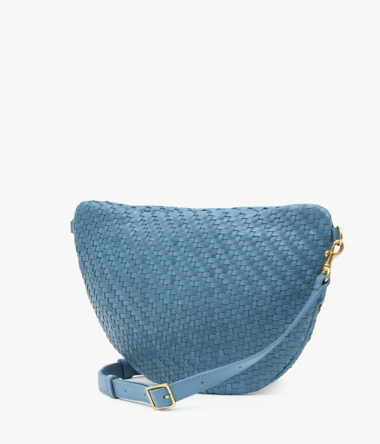 Clare V. Grande Fanny Woven Zig Zag Dessert Blue