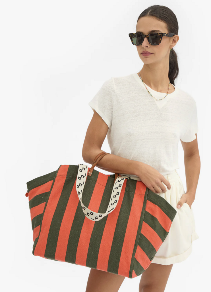 Clare V. La Côte Tote in Canvas Stripe