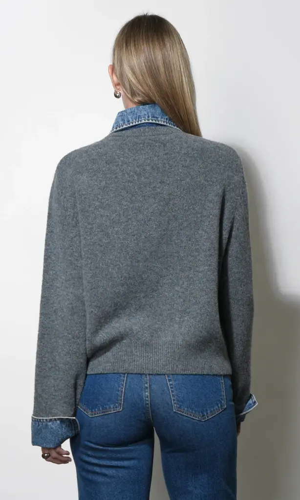 Greylin Romi Mixed Media Button Down Sweater