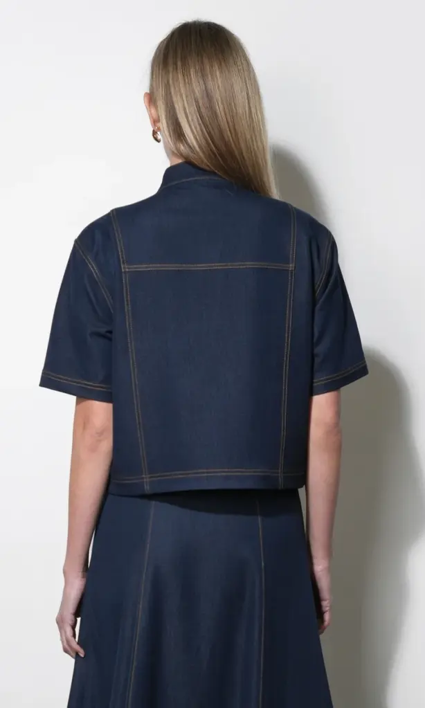 Greylin Inez Boxy Denim Top w/Tie