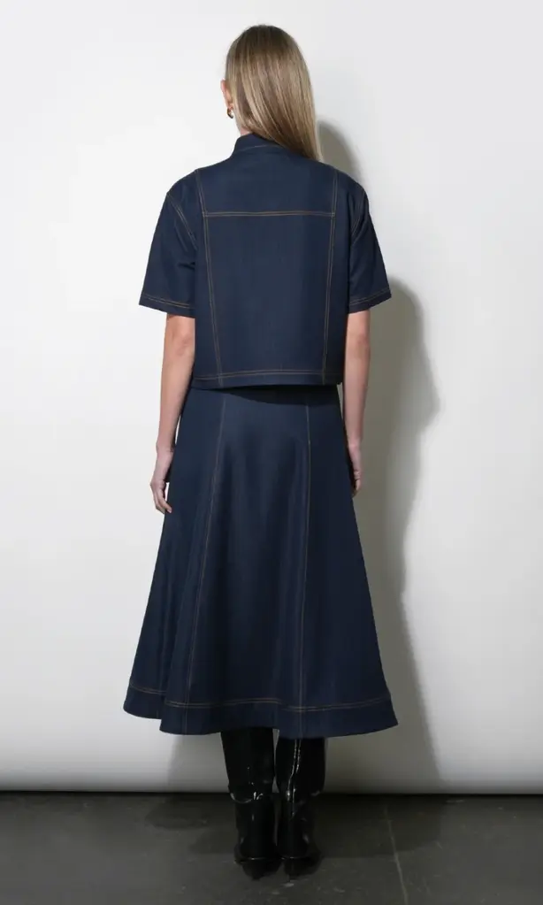 Greylin Inez Boxy Denim Top w/Tie