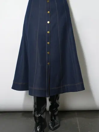 Greylin Indy Midi A-Line Denim Skirt
