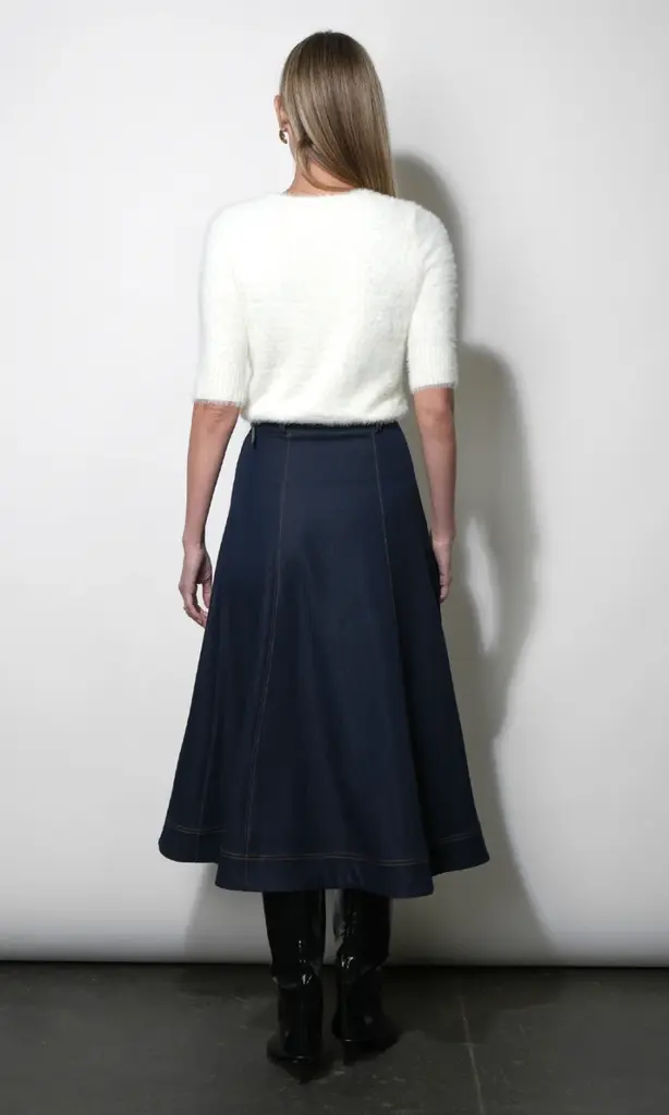 Greylin Indy Midi A-Line Denim Skirt