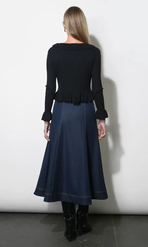 Greylin Indy Midi A-Line Denim Skirt