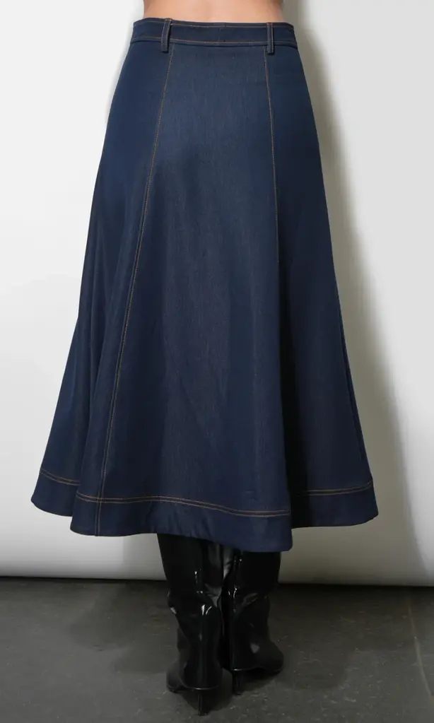 Greylin Indy Midi A-Line Denim Skirt