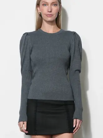Greylin Renoa Puff Sleeve Ribbed Knit Top