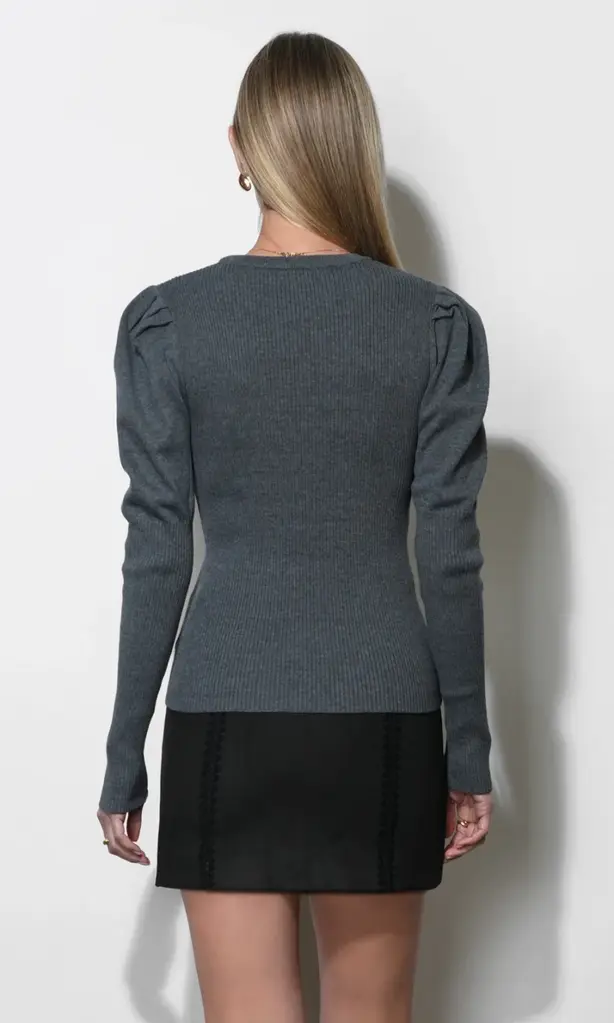 Greylin Renoa Puff Sleeve Ribbed Knit Top