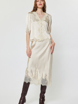 Current Air Lace Hem Midi Skirt